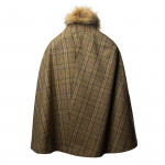 Ladies Fur-Trimmed Cape in Heritage Check