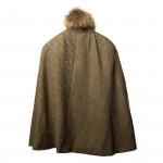 Ladies Fur-Trimmed Cape in Harris Check