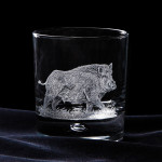 Hand Engraved Crystal Glass - Wild Boar