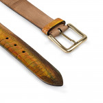 Ostrich Leg Leather Belt in Painted Yellow