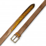 Ostrich Leg Leather Belt in Painted Yellow
