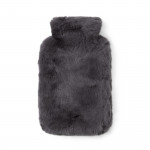 Rabbit Fur Hot Water Bottle in Charcoal