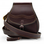 Leather & Fur Hand Warming Bag in Chocolate