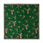 Pheasant Silk Pocket Square in Emerald