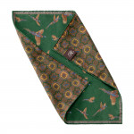 Pheasant Silk Pocket Square in Emerald