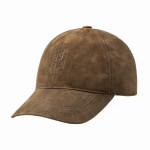 Leather Ball Cap in Khaki