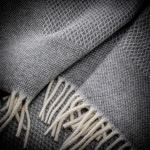 Diamond Pattern Wool Throw in Pebble