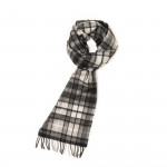 Pure Cashmere Scarf in Stepping Check Natural