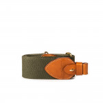 2" Leather Rifle Sling in Green Canvas & Mid Tan