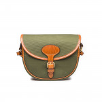 100Rd Anson Cartridge Bag in Hunter Green Canvas and Mid Tan