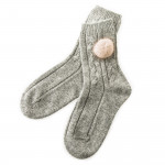 Cashmere Bed Socks with Mink Fur in Grey