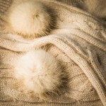 Cashmere Bed Socks with Mink Fur in Beige