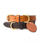 Medium Leather Dog Collar in Dark Tan