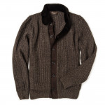 Men's Cardigan with Lambswool Suede Details