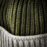 Knitted Two Tone Cashmere Hat in Green