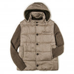 Quilted Coat With Knit Sleeves