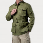 Linen Selous Safari Jacket  in Plains Green