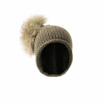 Cashmere & Racoon Fur Knit Hat in Forest