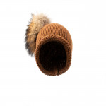 Cashmere & Racoon Fur Knit Hat in Autunm