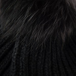 Cashmere and Raccoon Fur Cable Knit Hat in Black