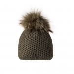 Cashmere & Fur Knit Hat in Loden