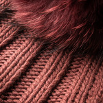 Cashmere & Fur Knit Turn-Up Hat in Brick