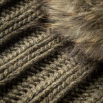 Cashmere & Fur Knit Turn-Up Hat in Loden