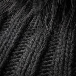 Cashmere & Fur Knit Turn-Up Hat in Black