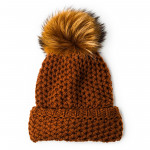 Cashmere & Raccoon Fur Knit Hat in Burnt Orange