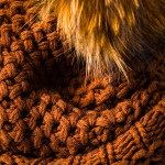 Cashmere & Raccoon Fur Knit Hat in Burnt Orange