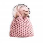 Cashmere & Raccoon Fur Knit Hat in Cameo
