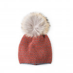 Wool & Cashmere Contrast Knit Hat w/ Raccoon Fur