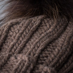 Cashmere Ribbed Fold Hat w/ Raccoon Fur - Hazelnut