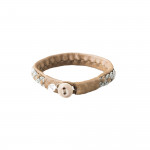 Pewter Embroidered Leather Bracelet - Sand