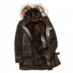 Men's Suede Shearling Coat Fur Collar