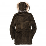 Men's Suede Shearling Coat Fur Collar