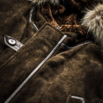 Men's Suede Shearling Coat Fur Collar