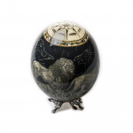 Ostrich Egg with Silver Base - Lions