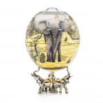 Ostrich Egg with Silver Base - Elephant