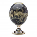 Ostrich Egg with Silver Base - Zebra