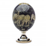 Ostrich Egg with Silver Base - Zebra