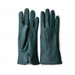 Ladies Leather Gloves with Rex Rabbit Fur in Dark Green