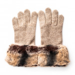 Ladies Cashmere and Rabbit Fur Gloves in Sand