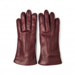 Ladies Leather Gloves with Cashmere Lining in Bordeau