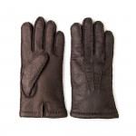 Men's Cashmere Lined Peccary Leather Gloves in Moro