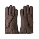 Men's Cashmere Lined Peccary Leather Gloves in Moro