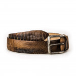 Men's Ostrich Leg Leather Belt -  Beige/Brown