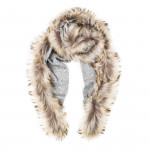 Ladies Fur Detail Scarf in Light Grey