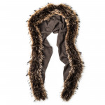 Ladies Fur Detail Scarf in Moss