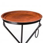 Hand Stitched Leather Covered Folding Table in Brown